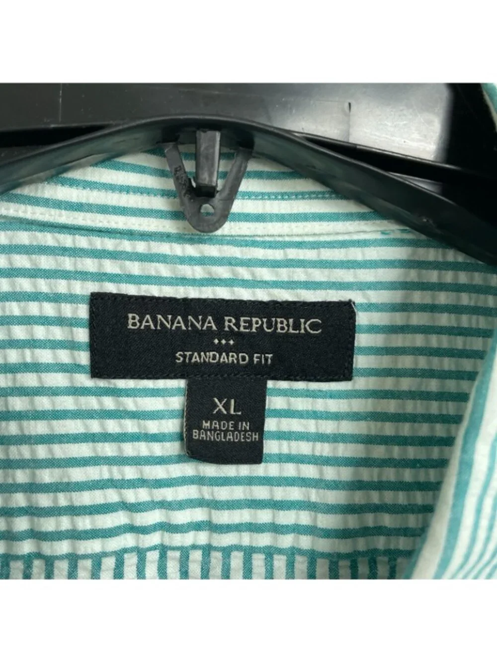 Banana Republic Men's XL Green Striped Textured Button-Up Shirt Cotton B1170